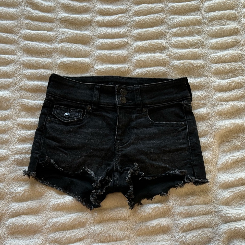American Eagle Outfitters Black Distressed Jean Shorts